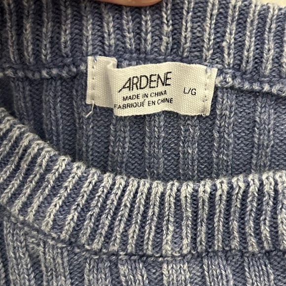 Blue Ribbed Long Sleeve, Wide-Neck Shirt, Sz L - Picture 5 of 7